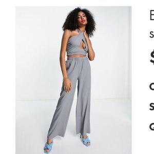 Extro & Vert slouchey super wide leg pants in slate gray